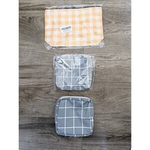 Small Cosmetic Bags, Three Pack 2 Grey , 1 Yellow